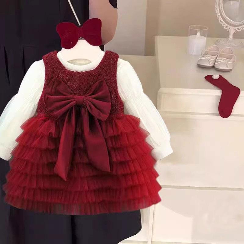 范哲萨女童洋装春秋款婴儿童公主裙服装秋季一抓周岁女宝宝礼服