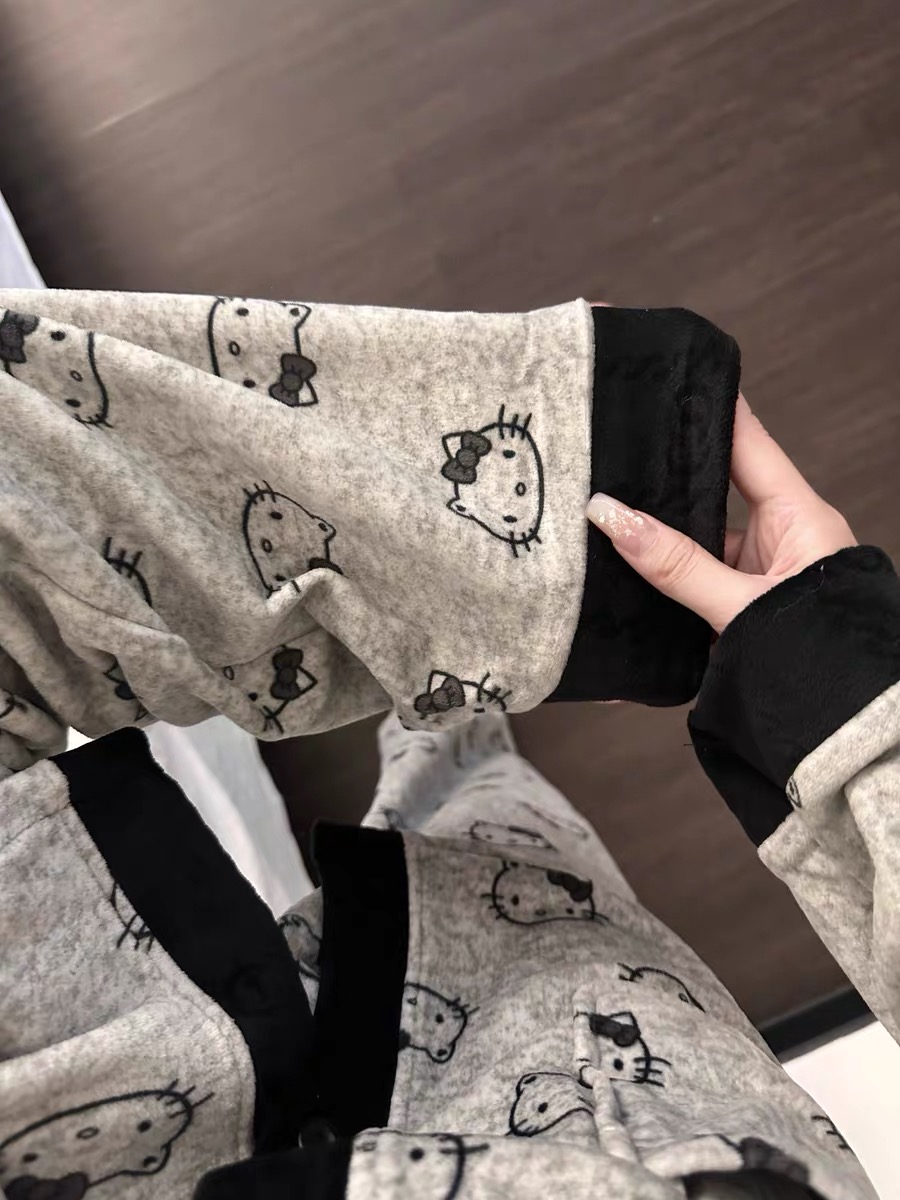 【运费补贴】韩系可爱猫德绒睡衣冬天新款保暖舒适家居服两件套502