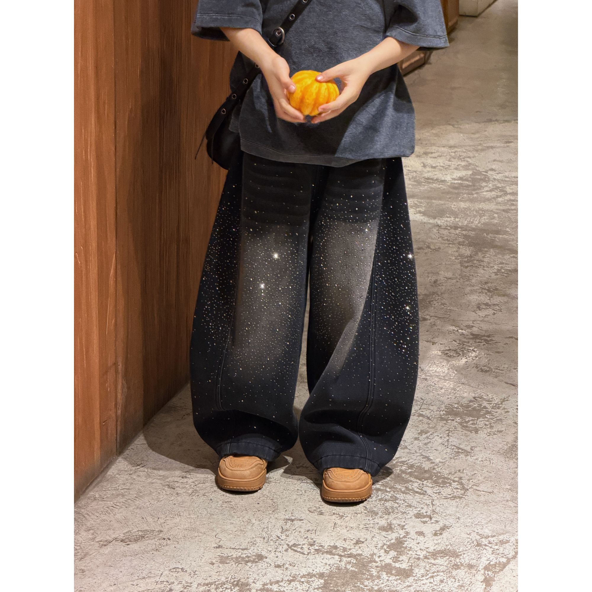 THE LUHAN【璀璨星闪】秋冬亮闪闪休闲加绒亲子装中大童牛仔裤25832