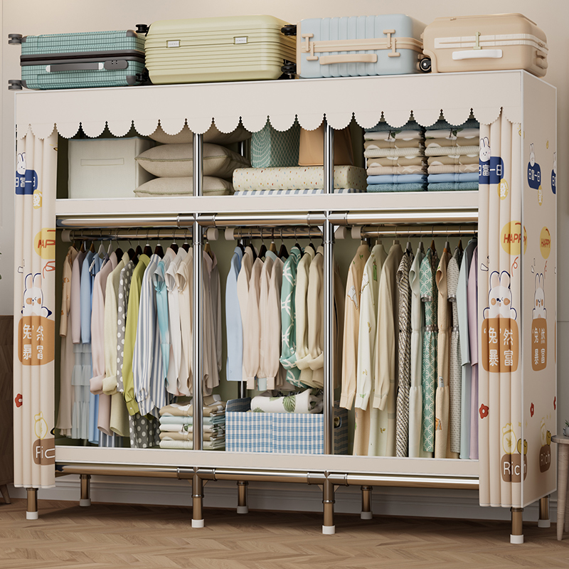衣柜家用卧室出租房用全钢架简易布衣柜结实耐用经济型组装衣服柜