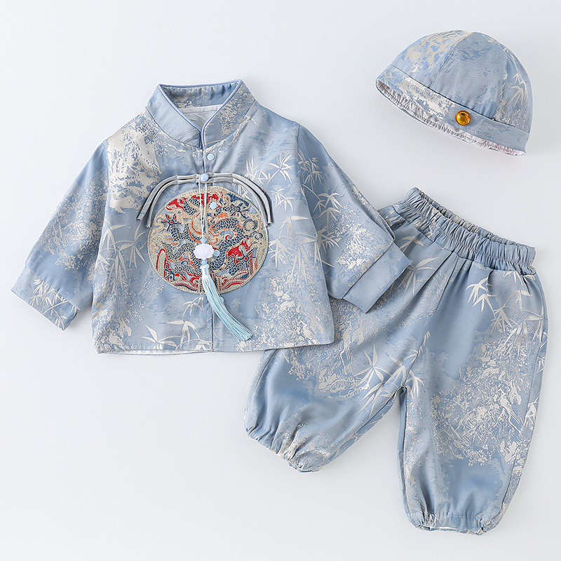 儿童套装男宝男孩宝宝小童春秋古装中国风复古民族风长袖薄款男童