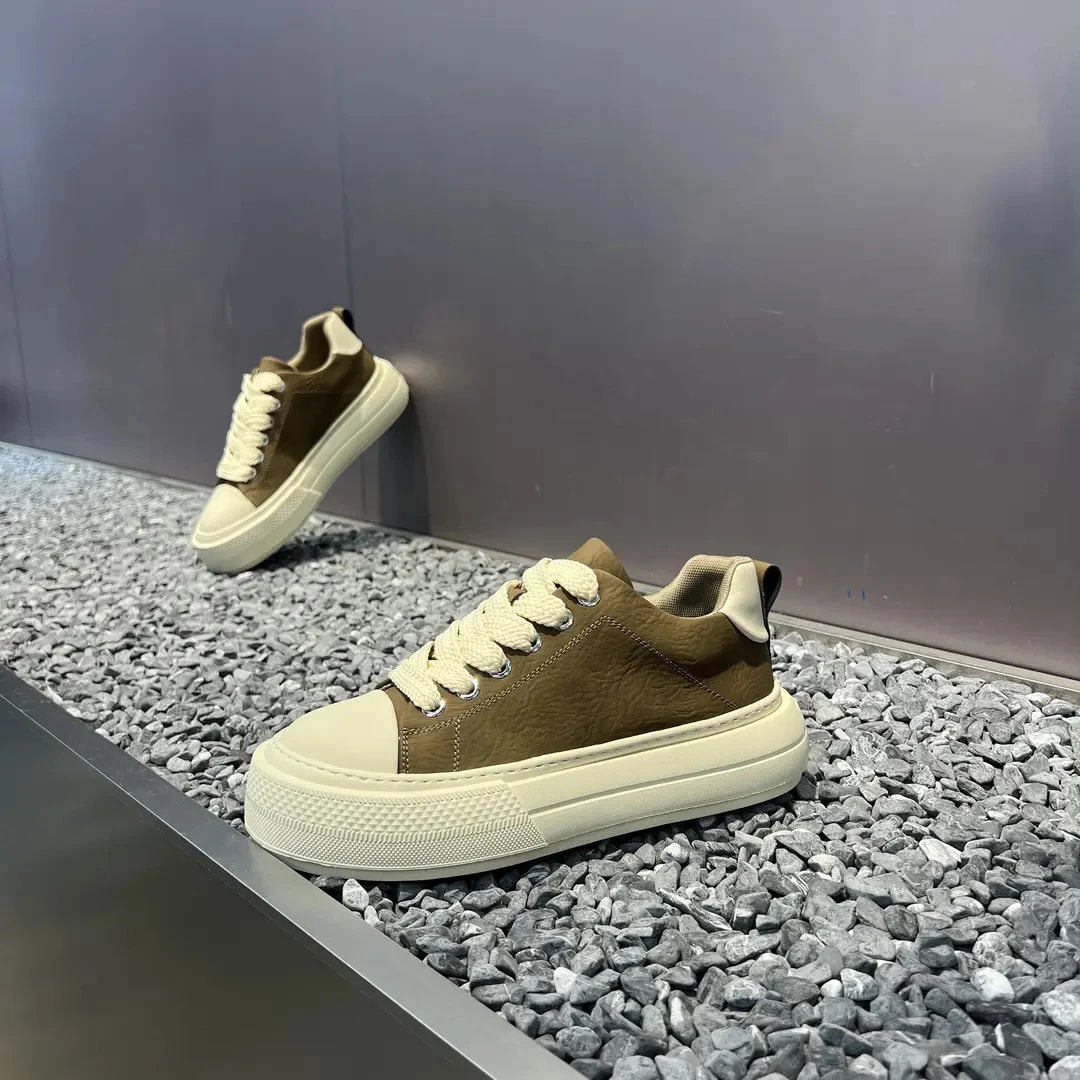 欧洲站男鞋2025年秋季新款厚底软底舒适休闲系带透气轻质男士板鞋