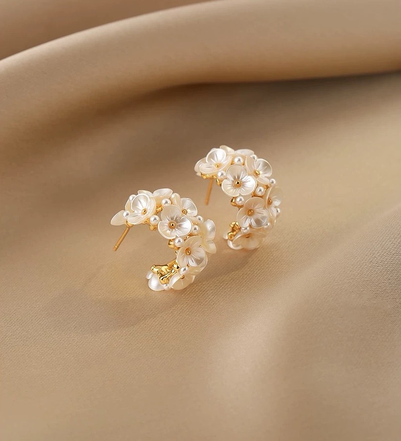 【寻丽】 法式复古春夏百搭温柔花朵C耳饰风仙