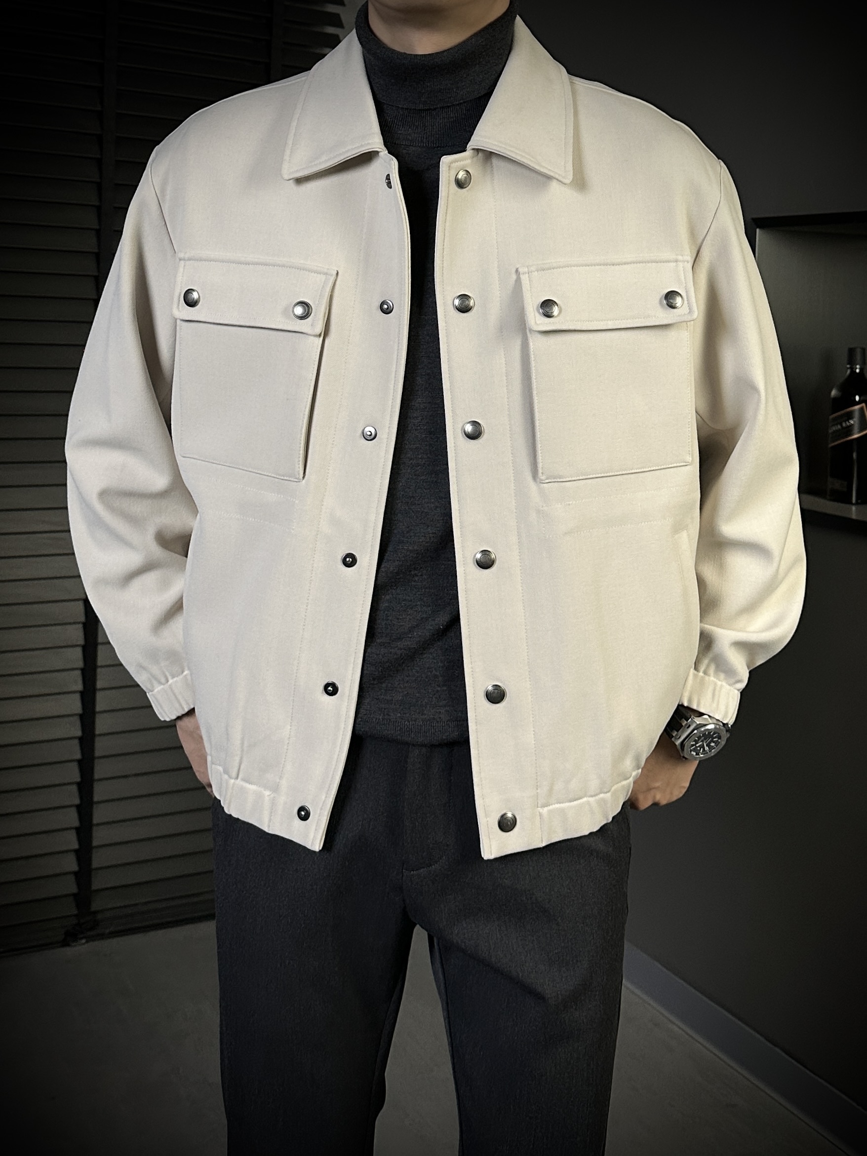 KING&GUCH秋季【L P方向】2025新款男士休闲时尚百搭翻领夹克YF9917