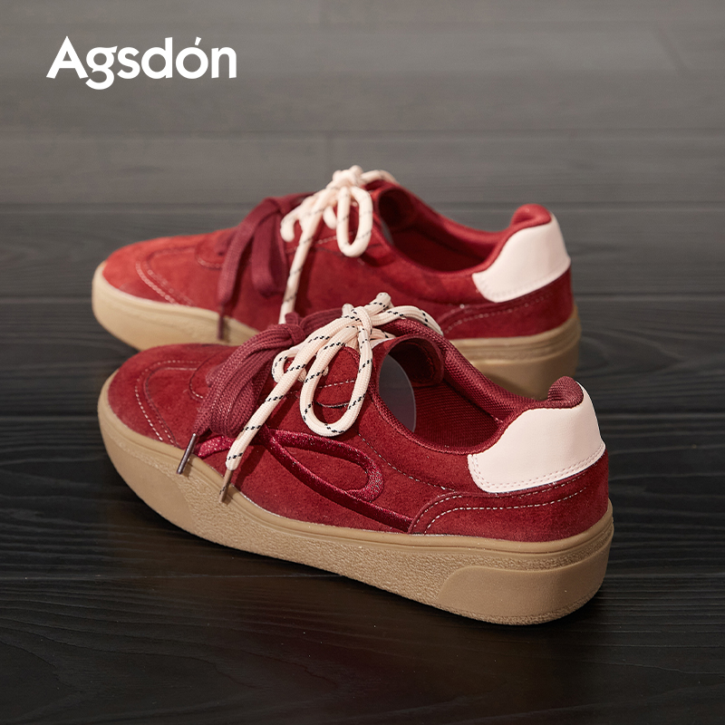 Y奥古狮登红色芭蕾德训鞋女2025新款夏季透气休闲阿甘运动板鞋子Y