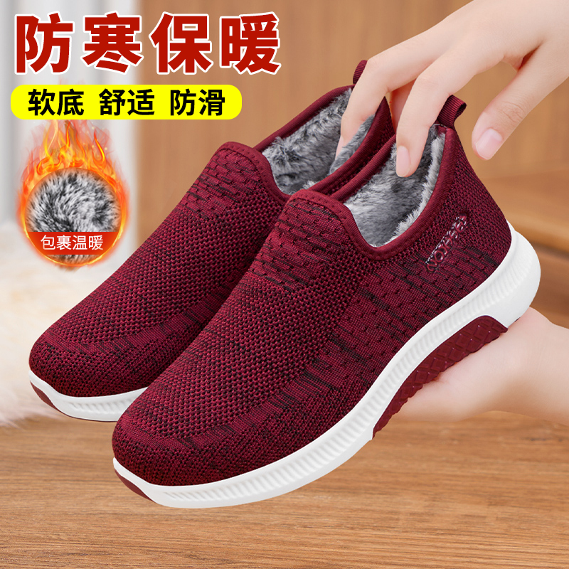老北京布鞋女新款秋冬季加绒保暖中老年防滑加厚老人女士妈妈棉鞋
