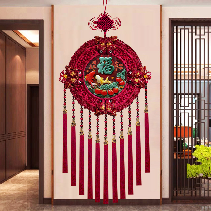故宫红F【柿柿如意】中国结挂件客厅玄关装饰家居福字背景墙 M38Y-Y
