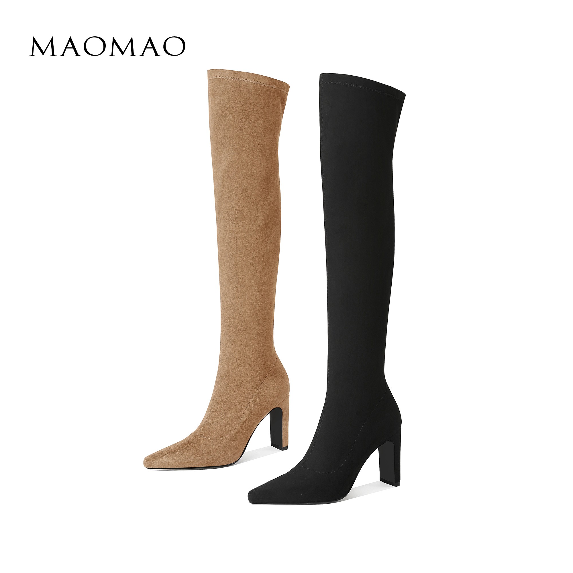 【跟高7cm】2025年冬季新款纯色尖头高跟靴单靴侧拉链时尚百搭女