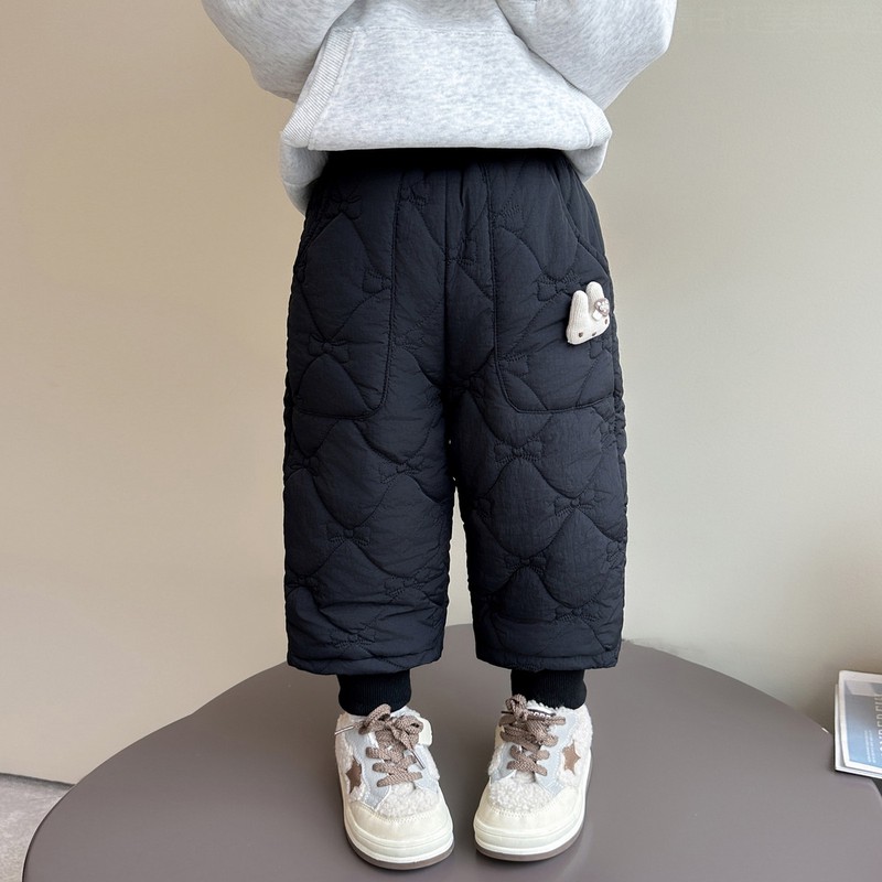 （新疆包邮）女小童兔子绗绣棉裤冬季洋气女宝宝加绒加厚一件过冬