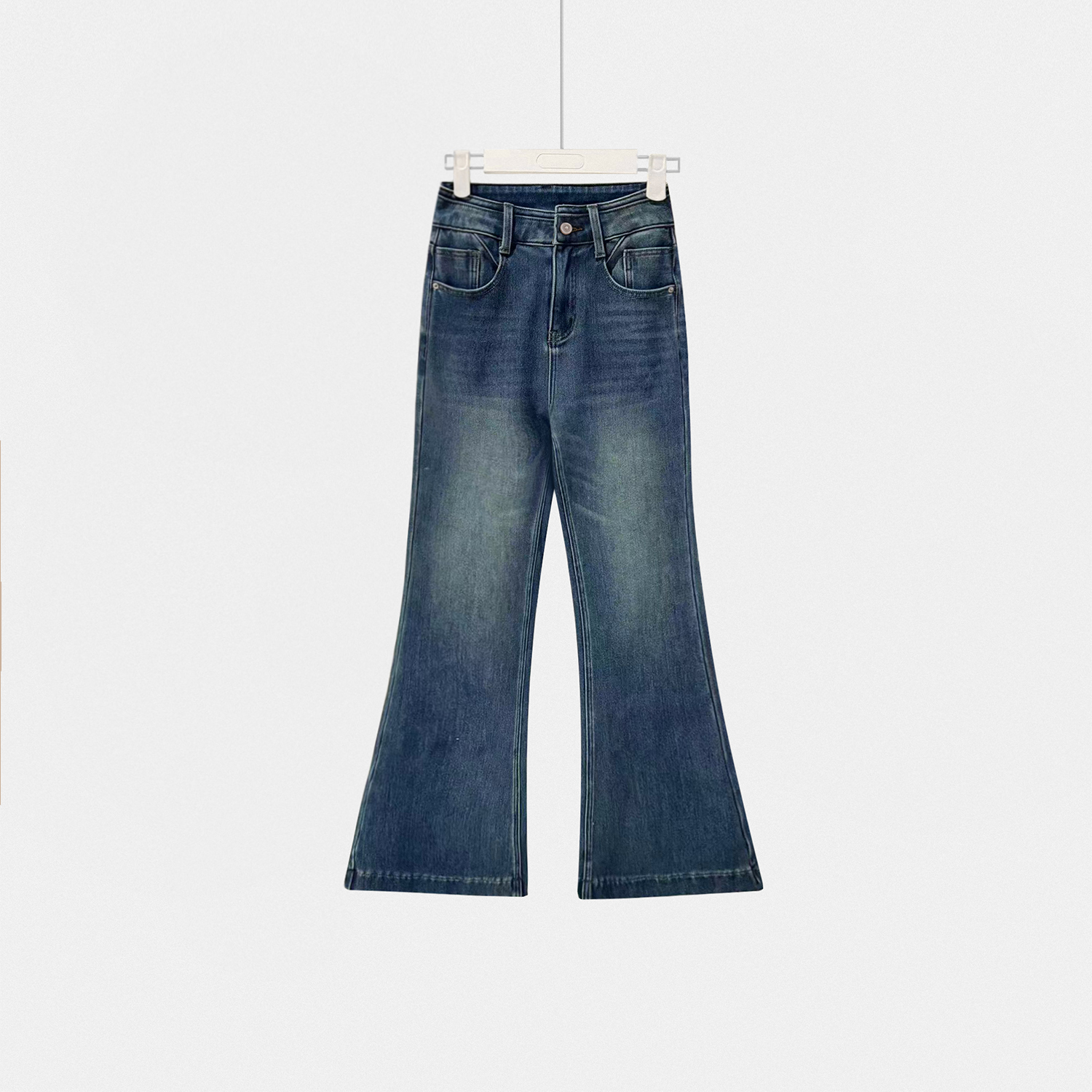 几里与麻 微喇显瘦新款百搭牛仔裤加绒 裤长105 2122235