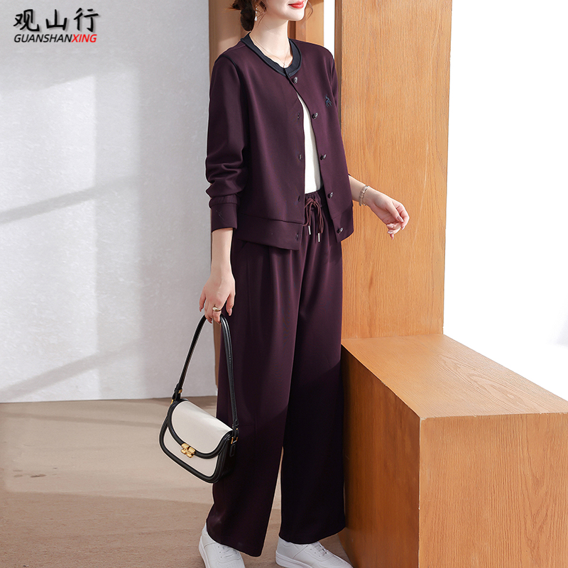 妈妈秋装新款休闲大气运动套装50岁中老年女装百搭高级感上衣外套