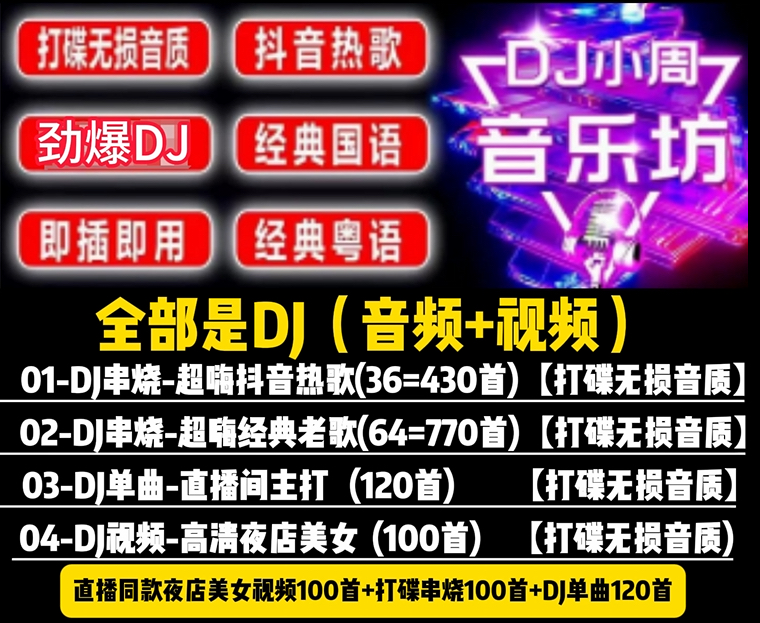 1号全DJ重低音劲爆车载U盘32G（音频➕视频）