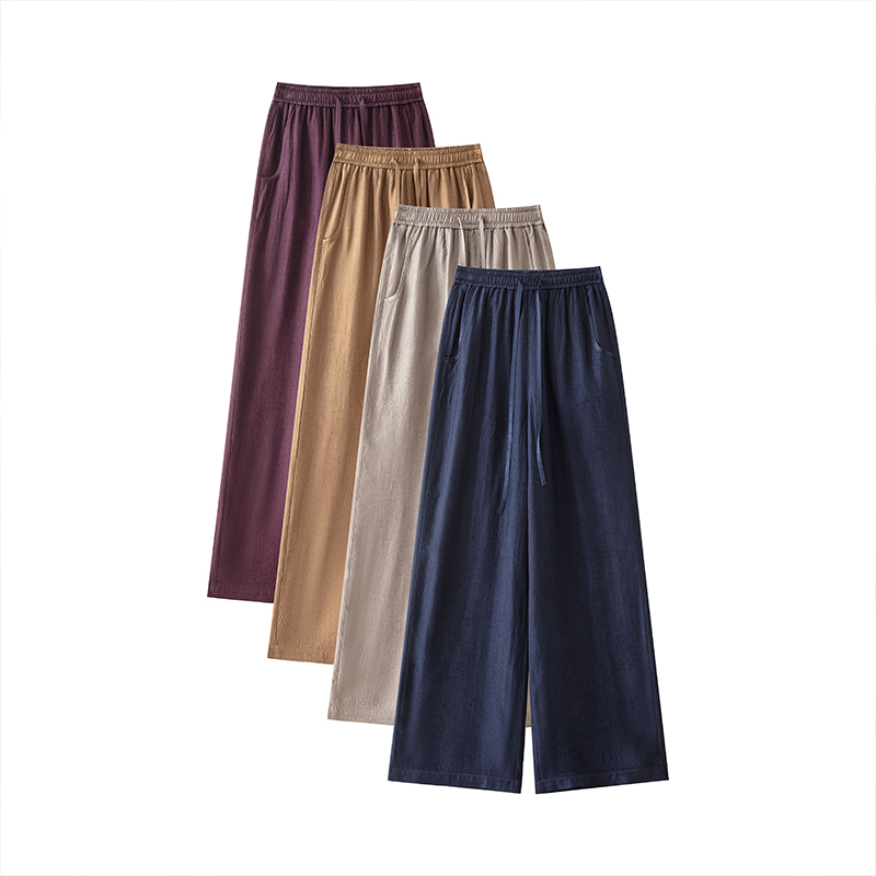 【百分百醋酸】防静电九分直筒裤松紧腰绳显瘦百搭女裤 欣乔琦-8512