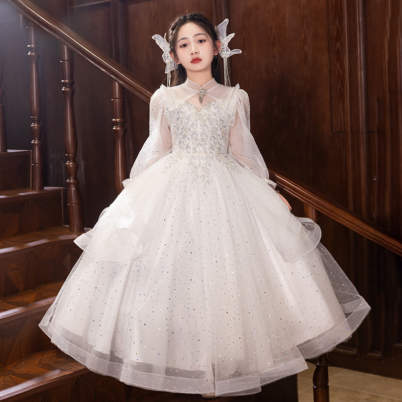 儿童裙生日礼服蓬蓬纱晚礼服洋气轻奢女童裙子6-12岁生日礼服女童