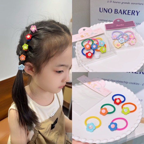 新款女婴儿童宝宝花朵发圈不伤发高弹力扎小揪揪可爱发饰