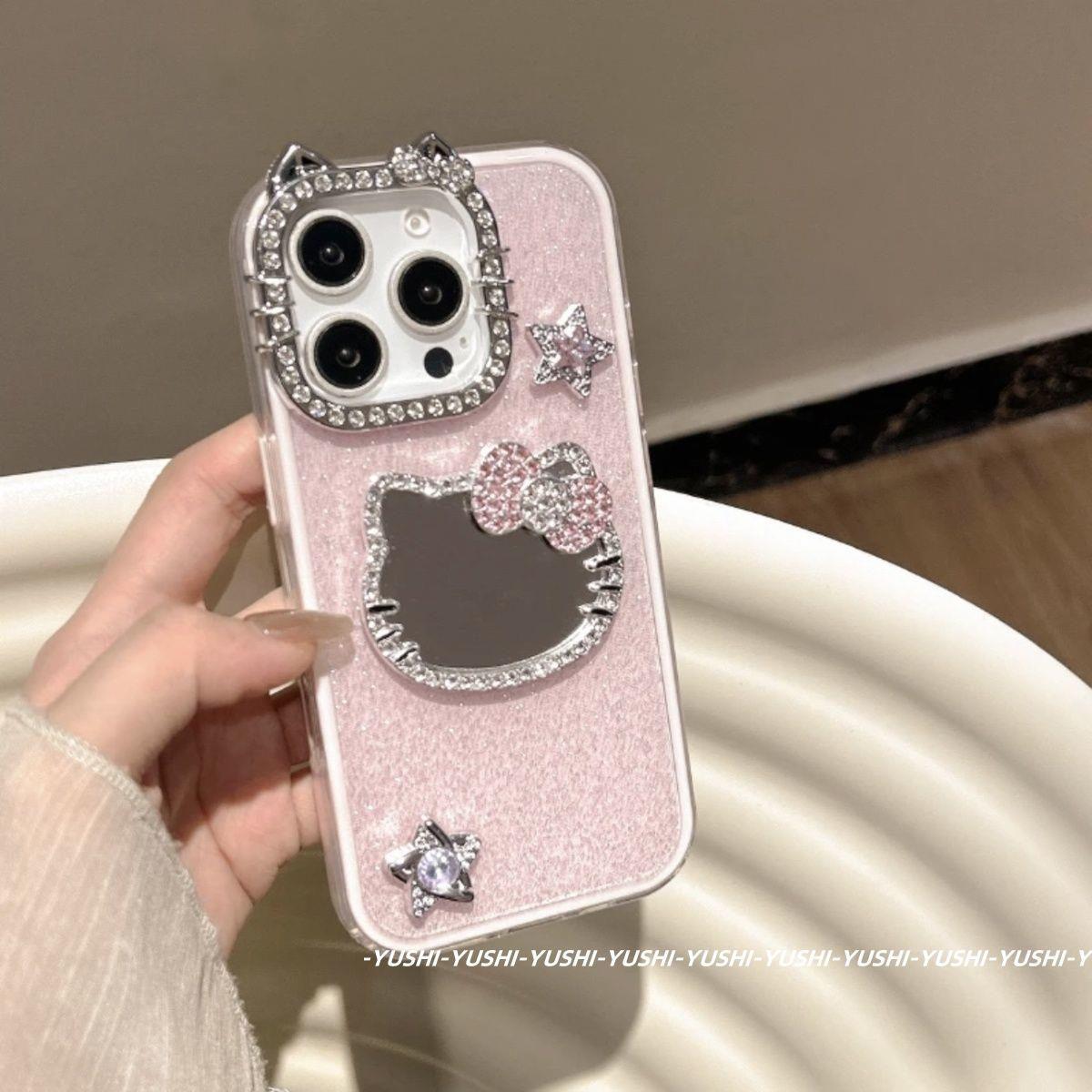 轻奢闪钻kitty镜头苹果16手机壳iPhone15Promax闪粉14小清新113女
