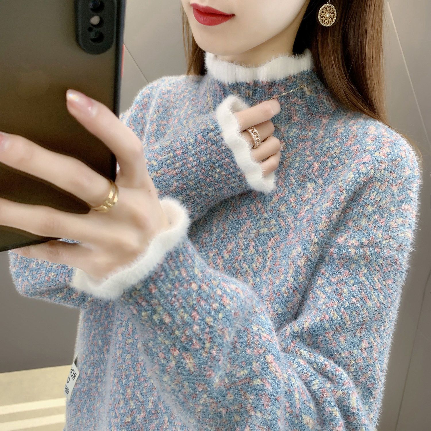 秋季女装修身2025新款宽松外穿慵懒秋冬季洋气打底衫毛衣保暖