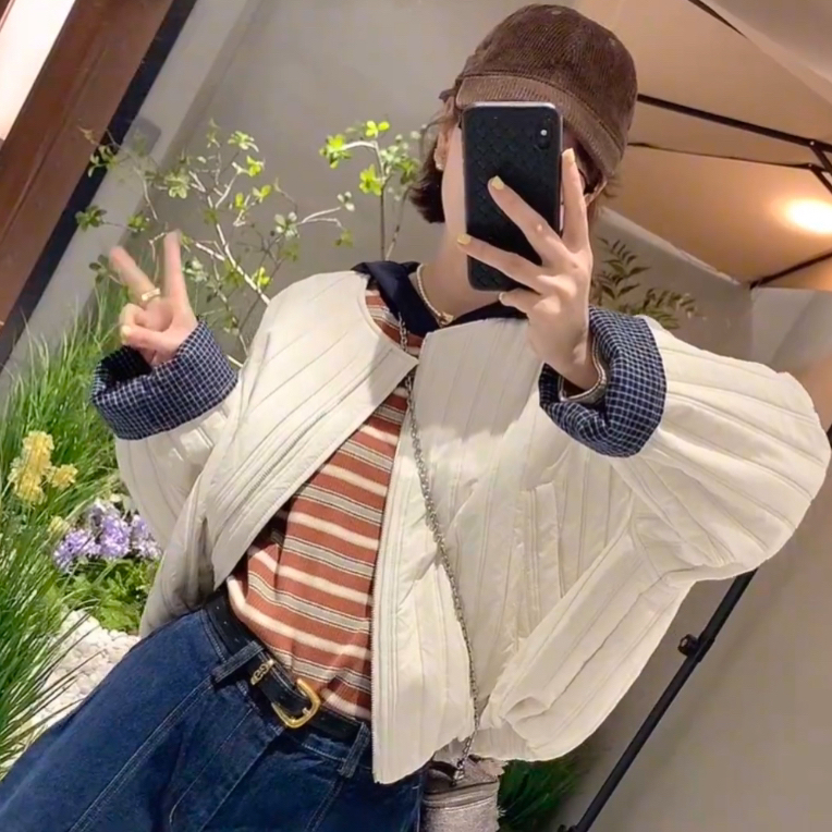 2025秋季爆款时尚圆领拼接棒球服外套棉服女装洋气减龄超好看上衣