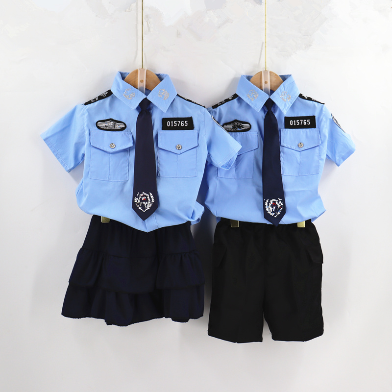 六一儿童夏款警察套装男女童警官服幼儿园角色扮演小交警演出服短