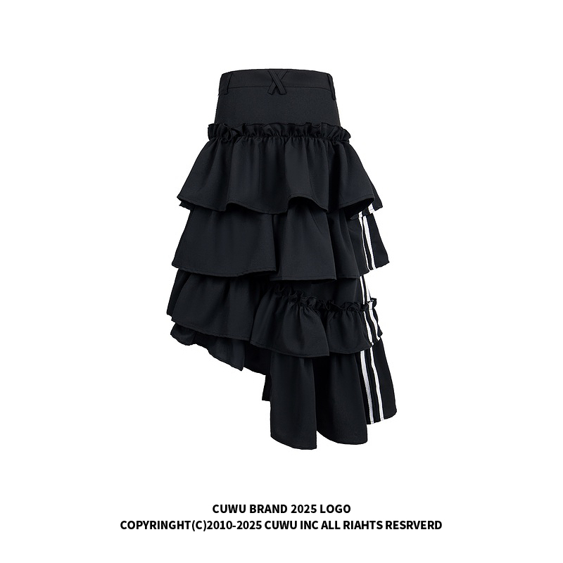 cuwu美式复古不规则A字半身裙女夏季y2k千禧风蛋糕裙高腰蓬蓬裙子