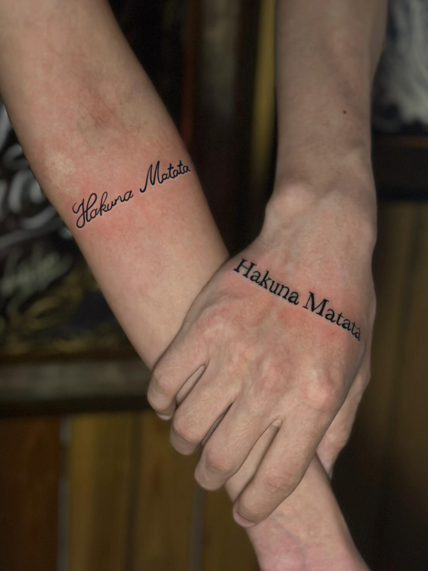 情侣款Hakuna Matata英文草本ins风纹身贴防水持久逼真手臂贴纸