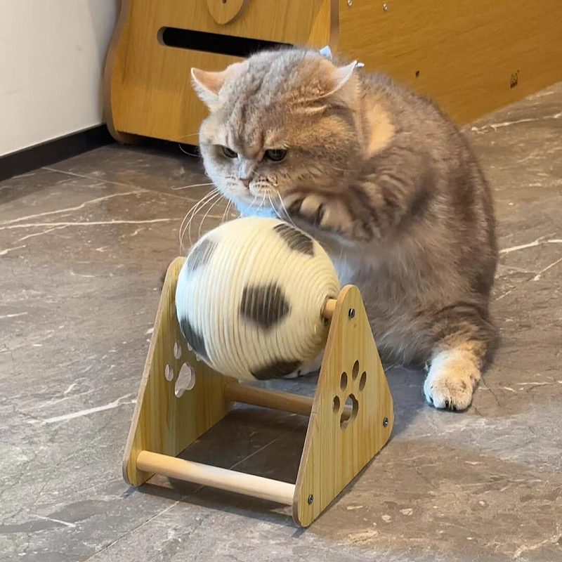 立式滚球猫抓板耐磨不掉屑足球剑麻球猫咪自嗨磨爪宠物玩具球