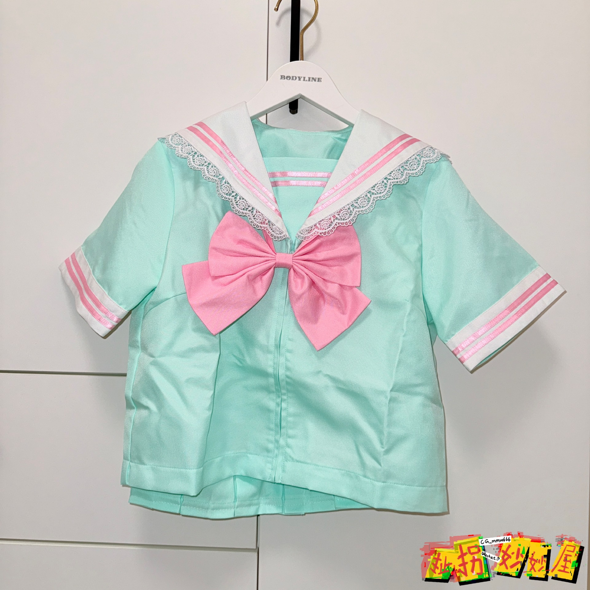 【现货掉落】bodyline日牌全新代购苔绿蕾丝水手服套装jk萌款可爱