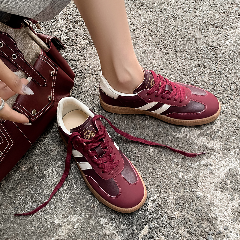 2024秋冬爆款安可拉红复古德训鞋休闲运动时尚百搭平板鞋拼色