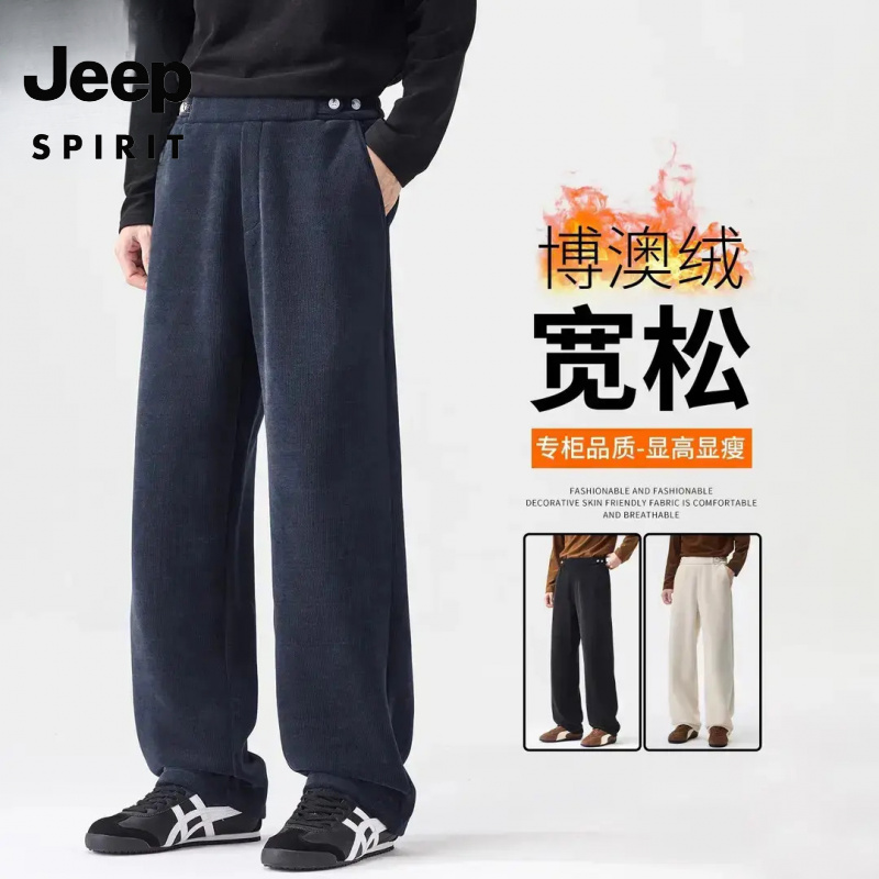 吉普JEEP SPIRIT男士休闲裤2025新款加绒加厚冬季休闲卫裤直筒裤
