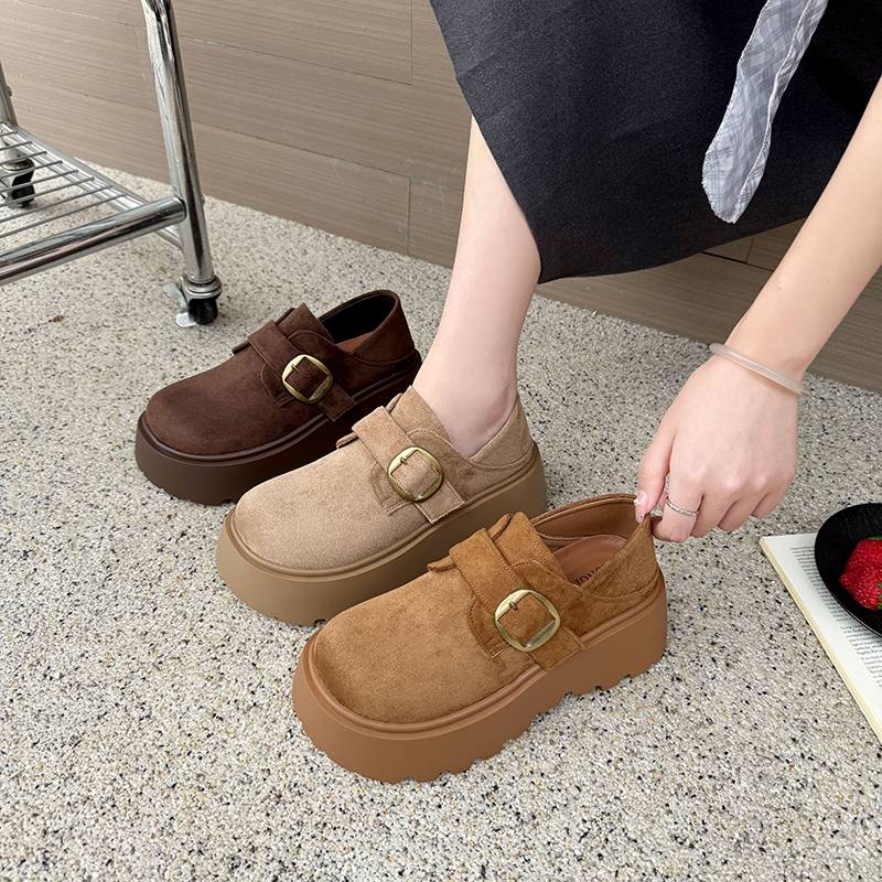 厚底勃肯鞋女单鞋2025年早秋新款厚底一脚蹬乐福鞋两穿博肯女鞋子