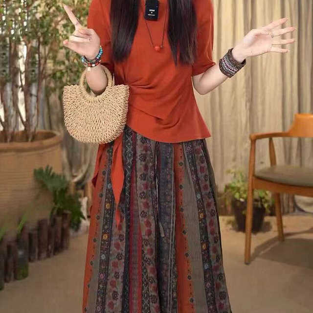 高端洋气时尚套装女2025夏季新款复古系带收腰上衣+半身裙两件套