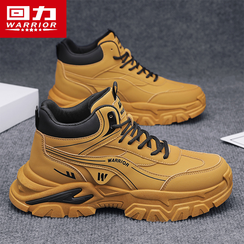 回力男鞋冬季新款英伦风高帮马丁靴户外耐磨防滑登山沙漠工装鞋子