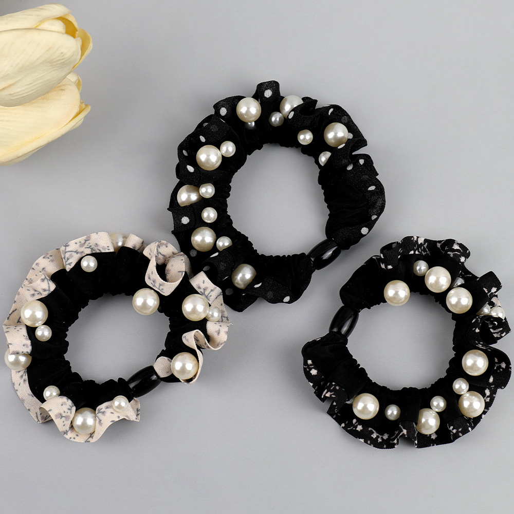 新款丸子头头花马尾扎发发绳发饰韩系碎花布艺小肠发圈