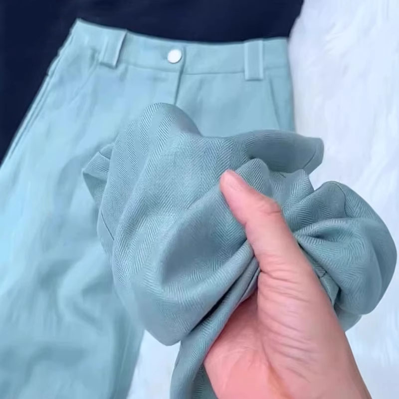 拉夏贝尔高腰亚麻窄版阔腿裤女2025年夏新款夏季薄款后松紧直筒裤