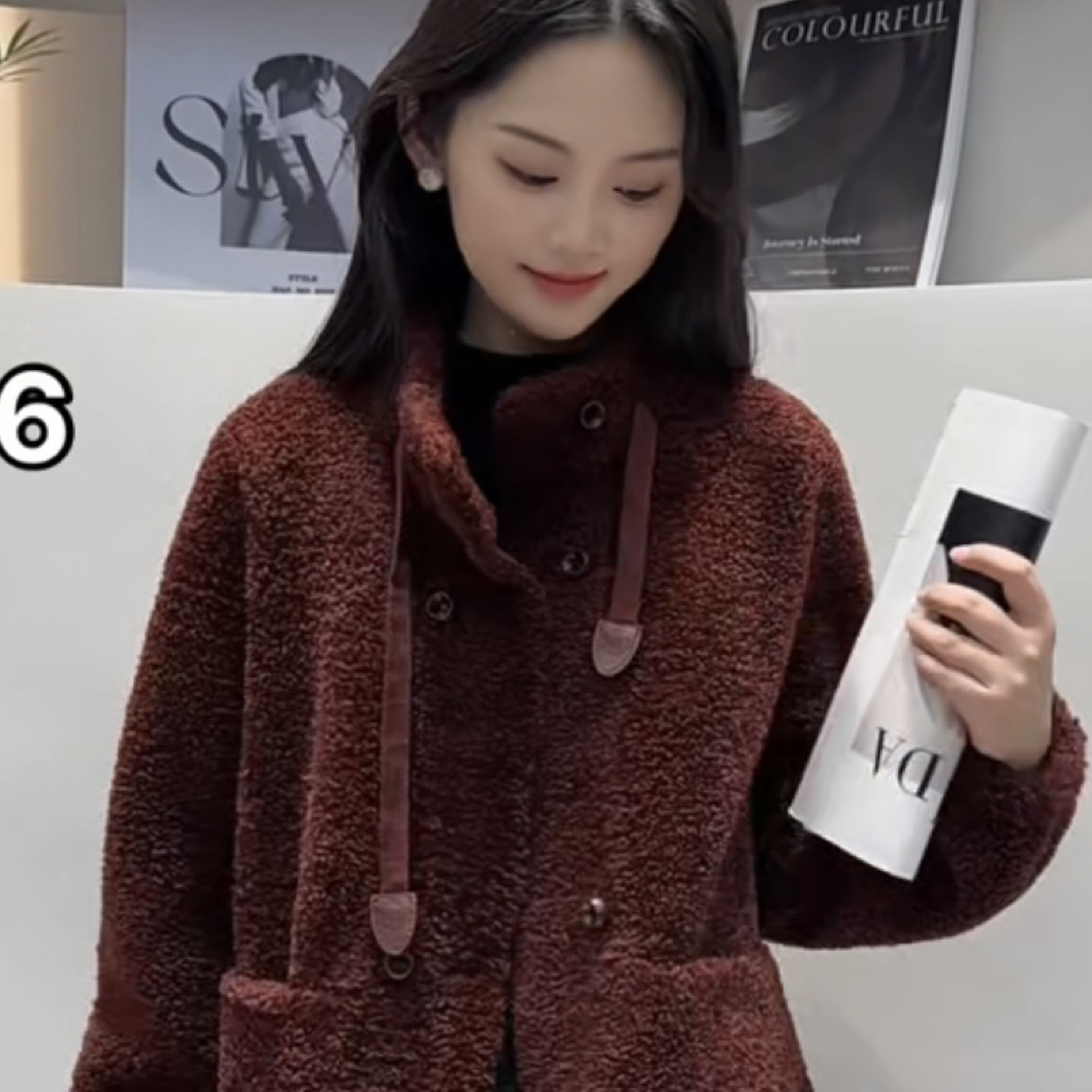 冬季新款绵羊羔毛大衣外套