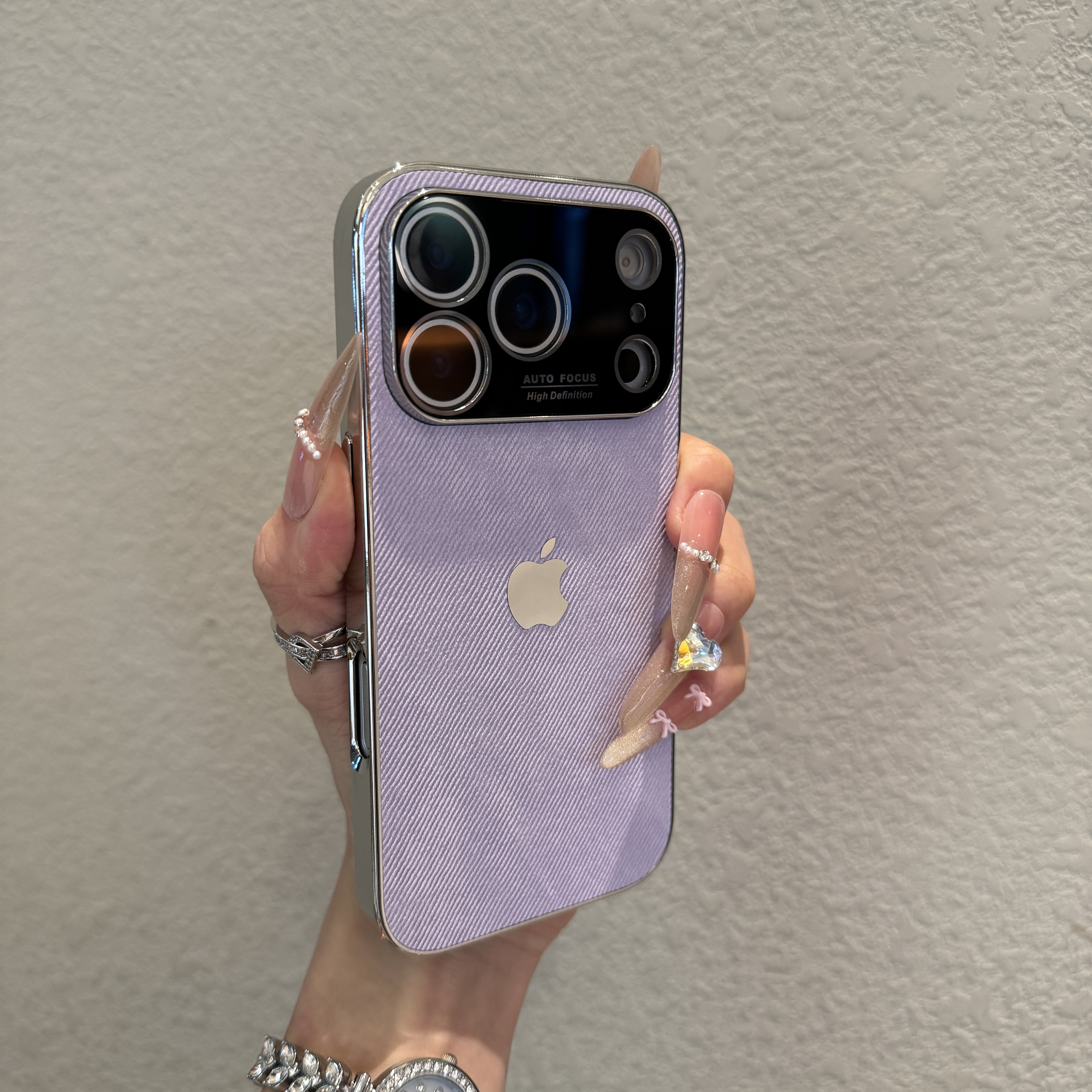 大视窗电镀牛仔纹适用苹果17promax手机壳iphone16高级感15防摔14