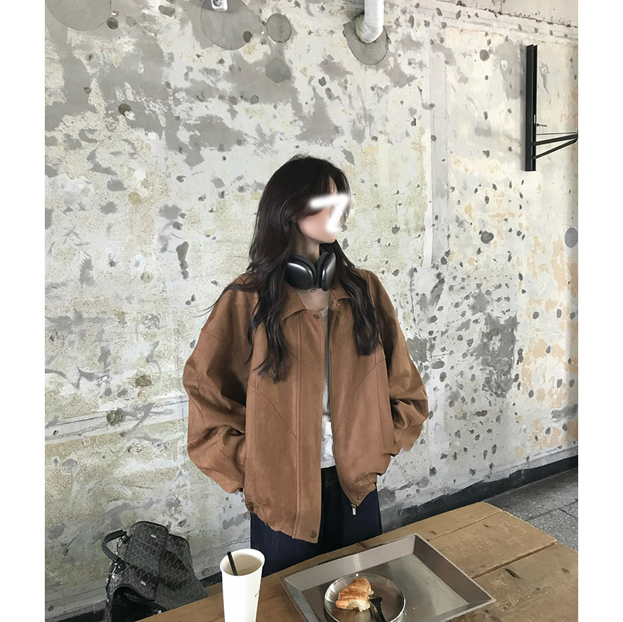 like Jennie 经典复古好版型花苞廓型夹克皮衣休闲百搭秋冬韩版女