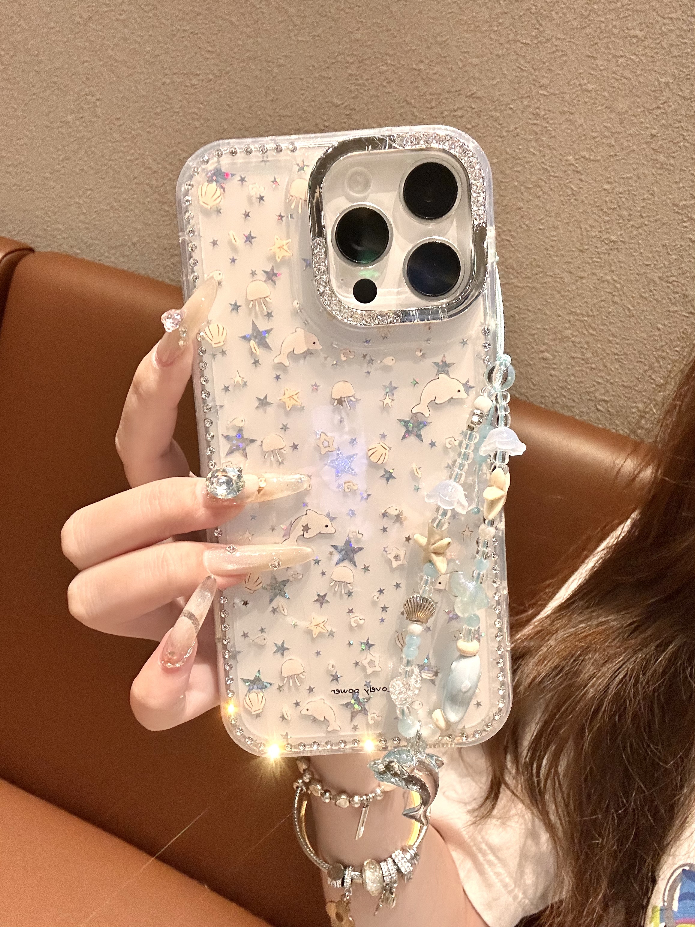 【自带相机保护按键】可爱海豚水母适用苹果16/15/14/13防摔手机壳