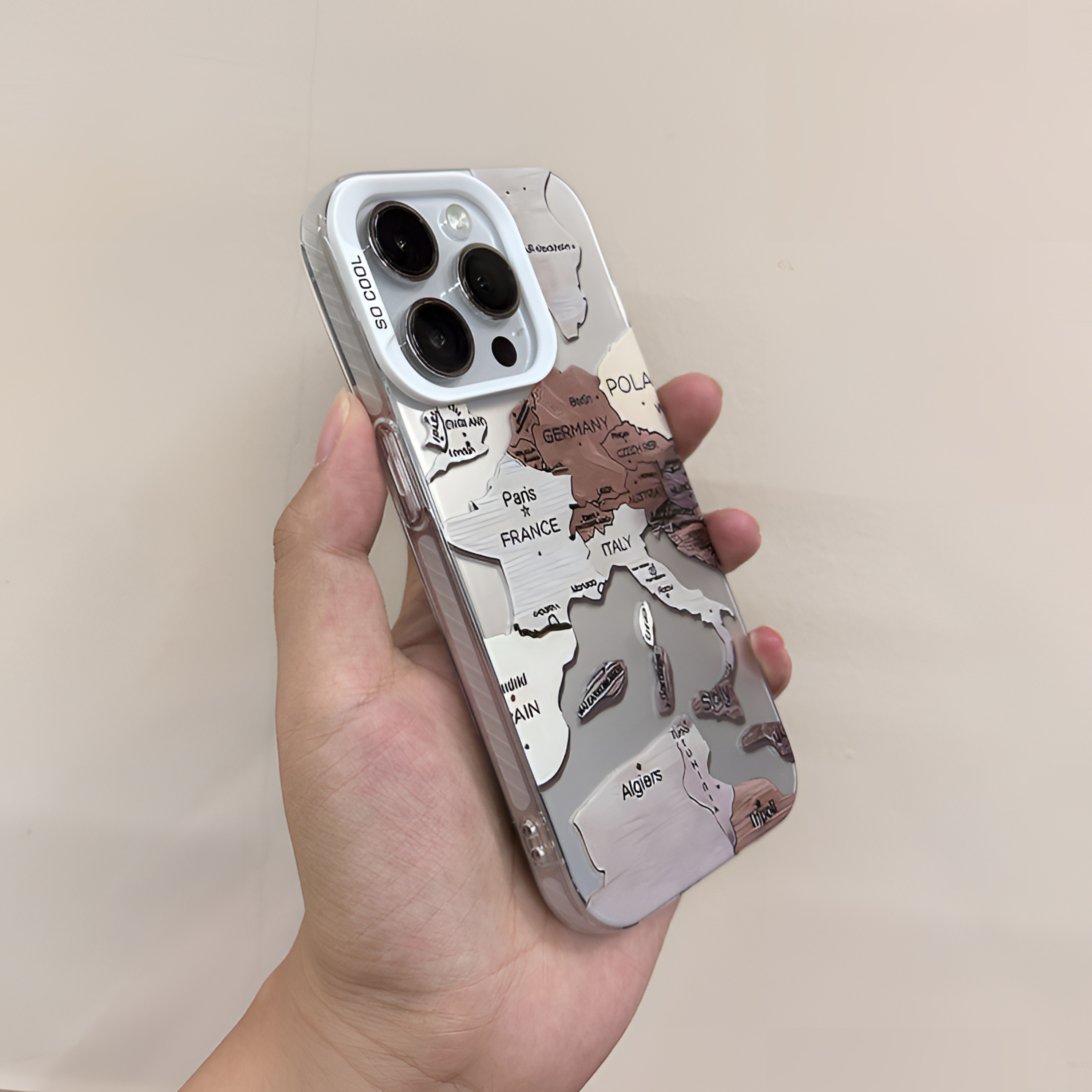 个性大陆板块适用苹果16pro手机壳15华为pura70vivo彩银oppo个性