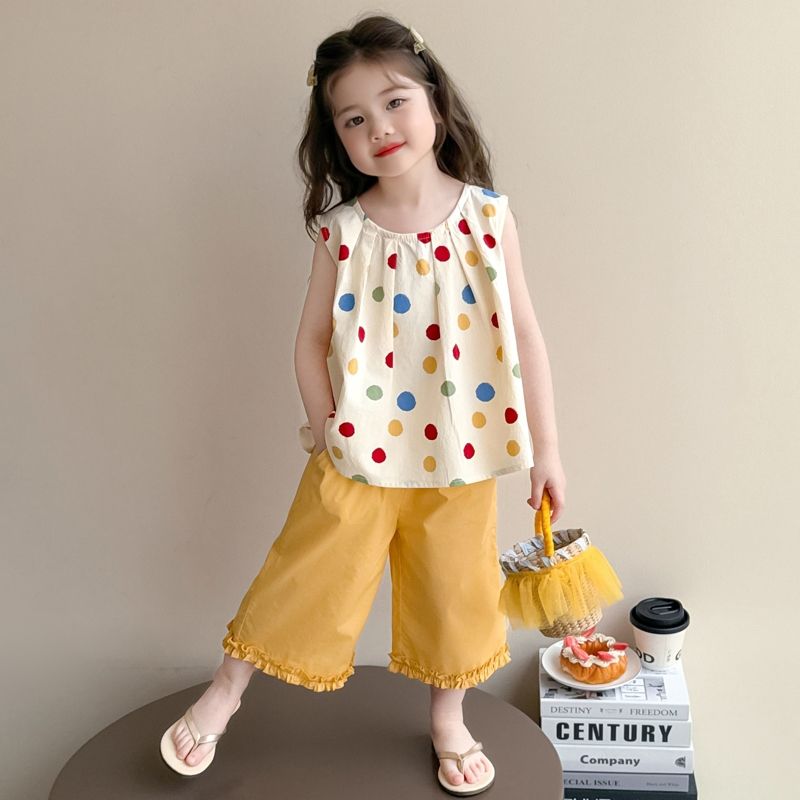 女童夏季套装2025新款洋气儿童衣服女宝宝夏装背心薄款裤子两件套