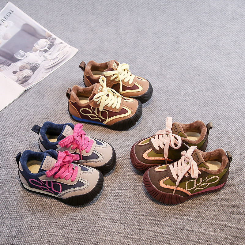 2025冬新款二棉洋气休闲鞋儿童加绒轻便阿甘鞋-2076