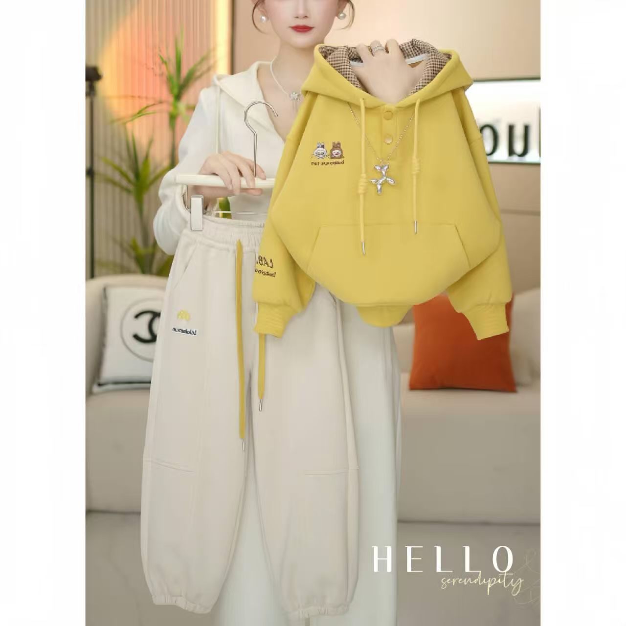 女童套装春秋装2025新款中大童韩版网红连帽卫衣休闲裤两件套潮