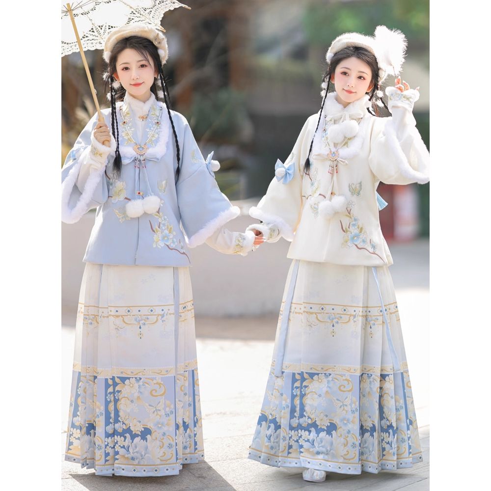 阑珊小记【暖暖】原创汉服女明制马面裙加绒短袄日常加厚拜年服冬