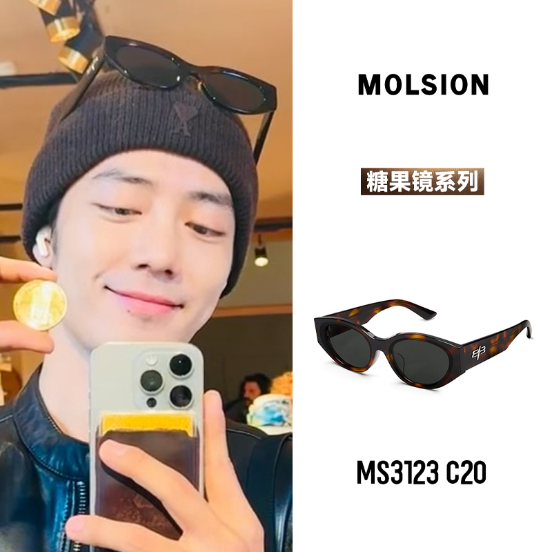 Molsion/陌森太阳镜复古时髦户外拍照防紫外线时尚墨镜MS3123