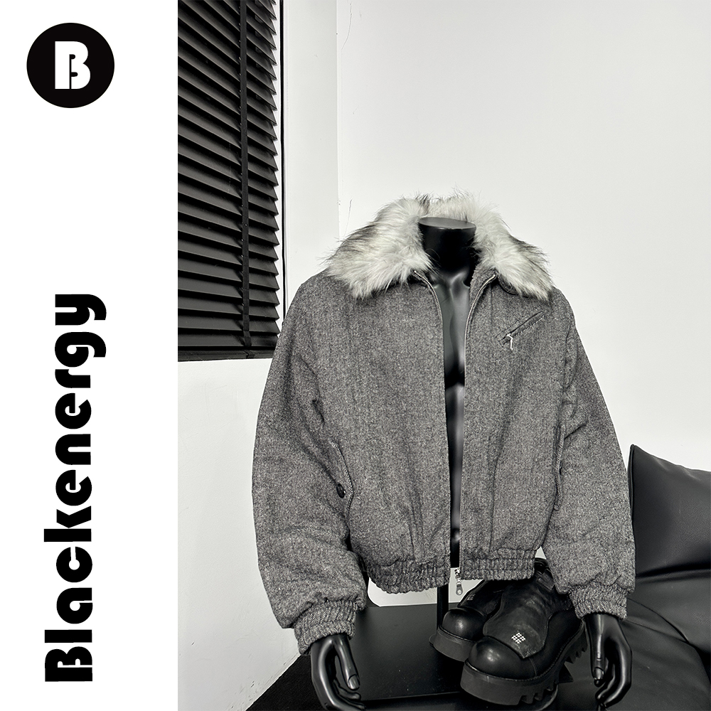 小个子座山雕外套短款棉服男冬季加厚毛呢大毛领棉衣夹克国潮boxy