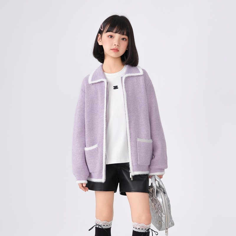 2217女童开衫儿童2025新款洋气秋装上衣女大童春秋毛衣针织外套