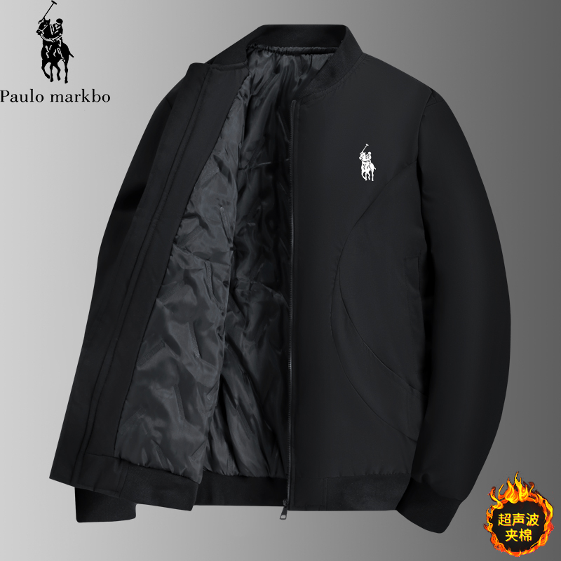 保罗玛可波秋冬夹克外套夹棉保暖立领男士休闲防风防水潮流宽松