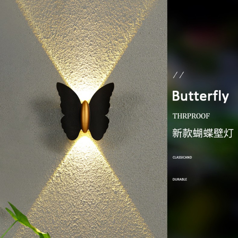 灯佐新款现代简约蝴蝶防水户外酒店室内室外卧室楼梯阳台床头壁灯