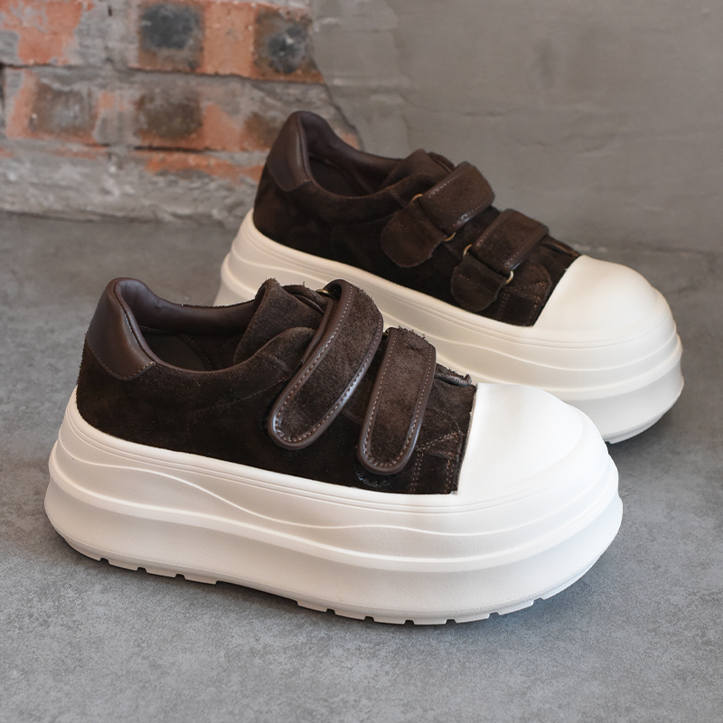 欧洲站女鞋魔术贴大头厚底面包鞋女款2025秋季新款时尚休闲板鞋潮