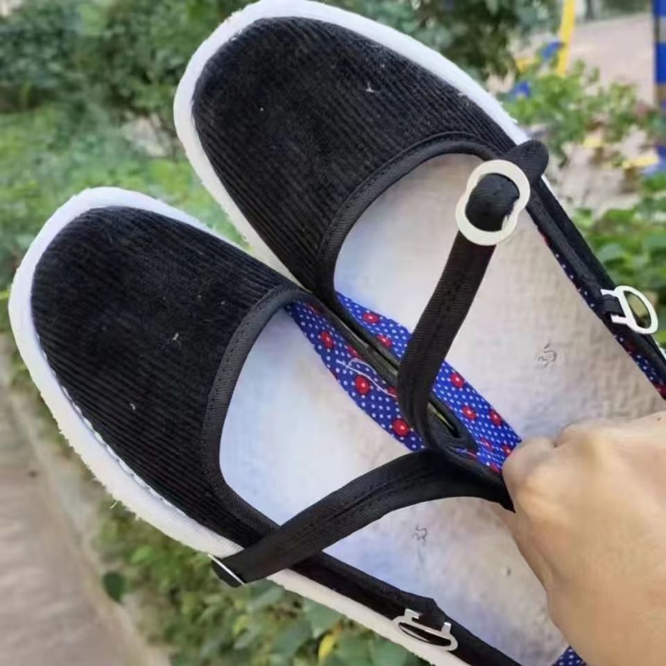 安脚丫~传统麻绳手工纳底~千层底方口一带布鞋（送花鞋垫一双）